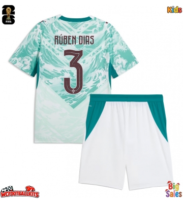 Portugal Ruben Dias #3 Replica Away Stadium Kit for Kids World Cup 2026 Short Sleeve (+ pants)